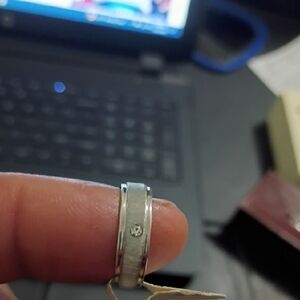 Silver Band Ring with Logo Stainless Steel 19mm